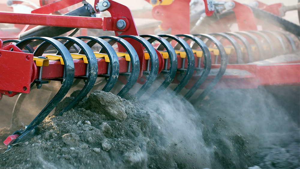 Close-up of the Väderstad CrossBoard working the soil