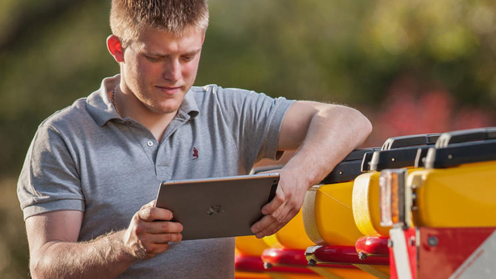 Man with E-Control in his hands