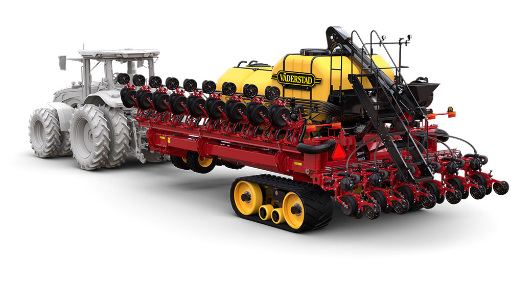 A Väderstad Tempo K is front-folded during transportation