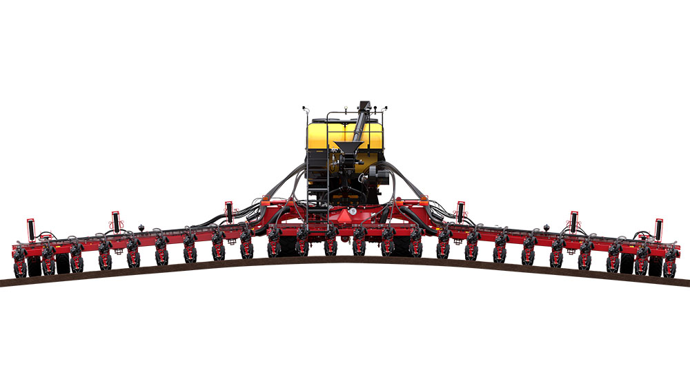 Hydraulic wing pressure allows the Väderstad Tempo K precision planter to respond to irregularites in the field