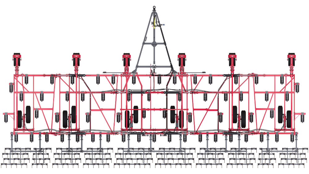 Illustration of the Wil-Rich 2500 Series Chisel Plow from above