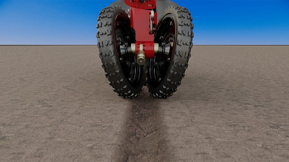 Illustration showing closing wheels angled opening backwards