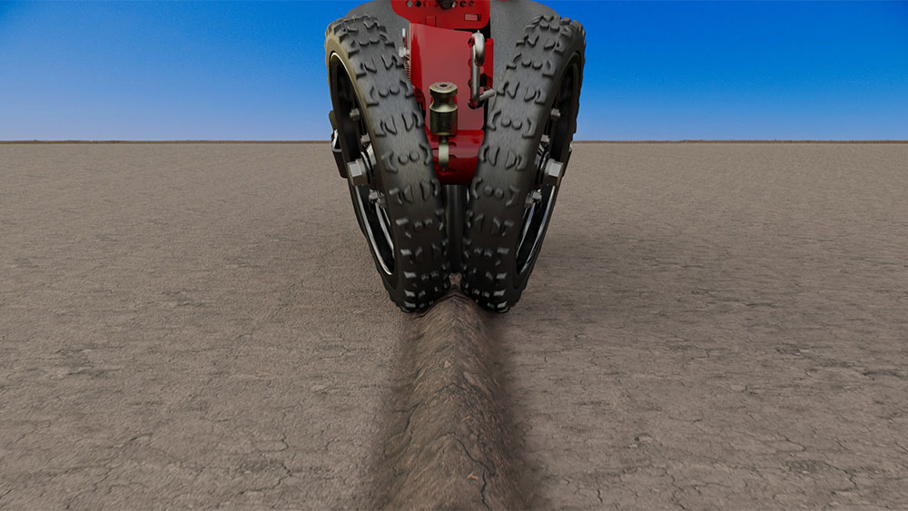 Illustration showing closing wheels angled opening forward