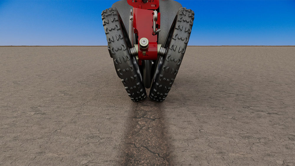 Illustration showing closing wheels with a straight angle