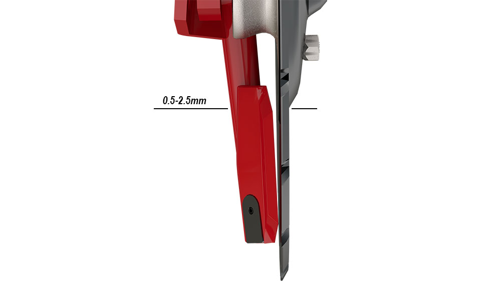 Rendering showing that the coulter should tough the disc at the lower part, and have a gap of 0.5-2.5mm at the top