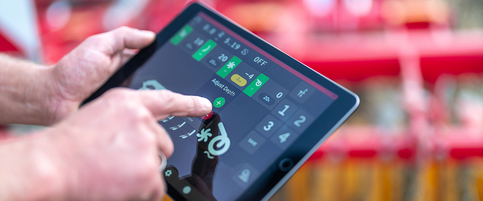 Utilisation du système Väderstad E-Control basé sur iPad.