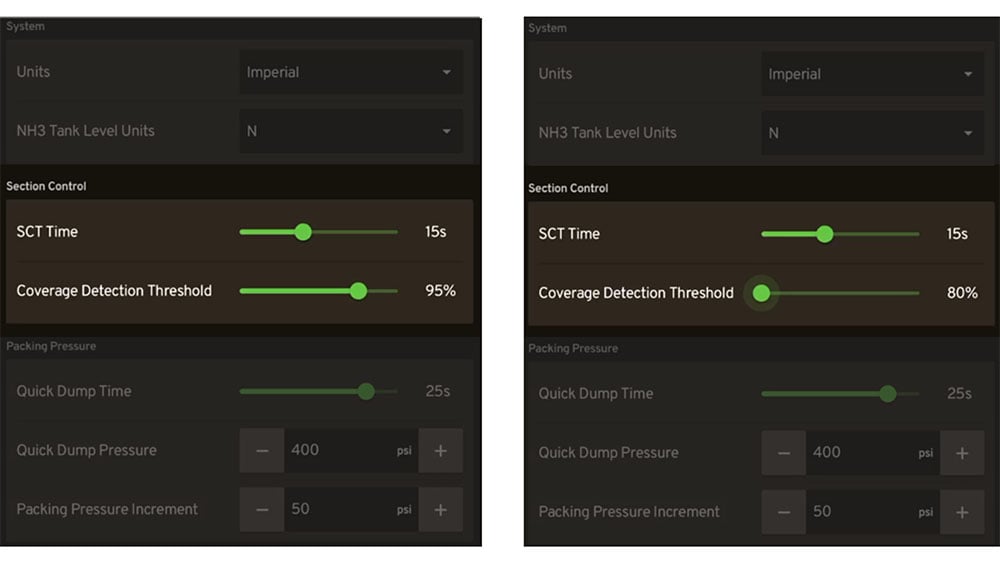 SCT coverage control in Väderstad iCon