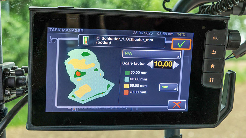 Task manager with variable depth control in Väderstad E-Control