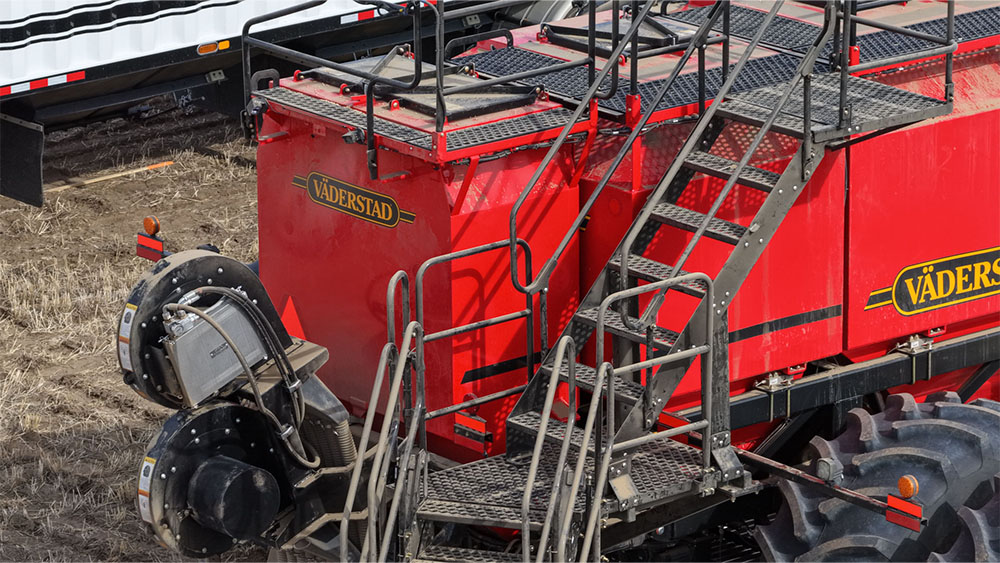 Close-up of optional fifth bin on Väderstad Precision Delivery Air Cart