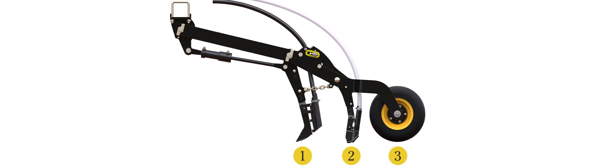 Rendering of the Seed Hawk coulter, with the parts numbered