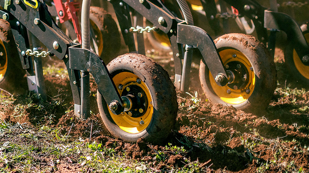 Close-up of the Seed Hawk press wheel.
