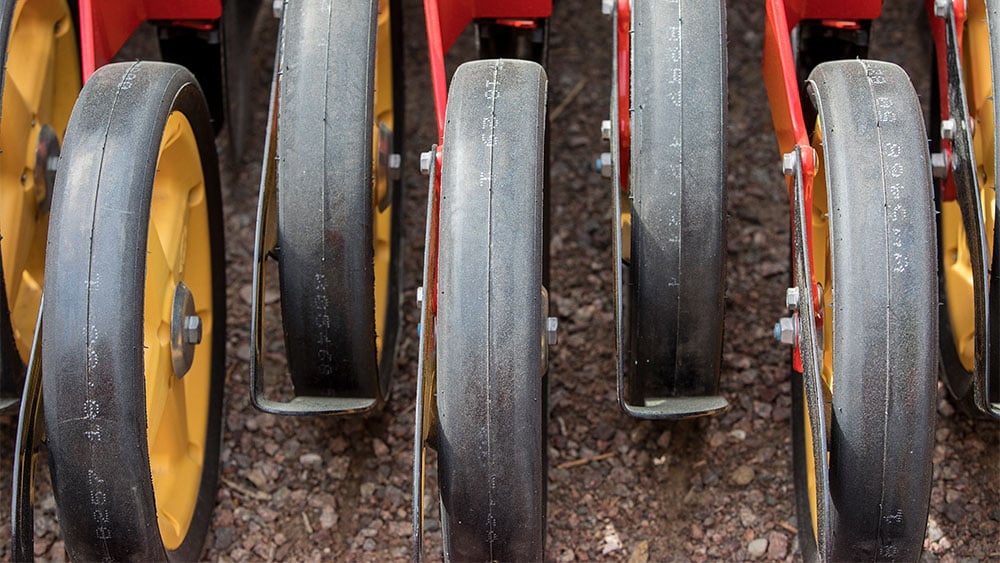 Close-up of Spirit press wheels